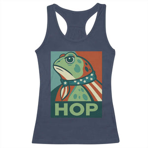 Hop Patriotic Frog Racerback Tank Top Resist Protest Poster Graphic TS02 Navy Print Your Wear