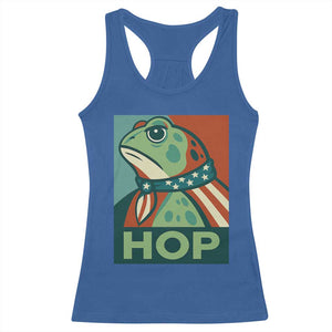 Hop Patriotic Frog Racerback Tank Top Resist Protest Poster Graphic TS02 Royal Blue Print Your Wear