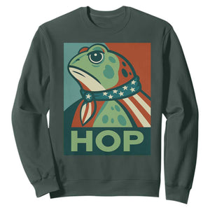 Hop Patriotic Frog Sweatshirt Resist Protest Poster Graphic TS02 Dark Forest Green Print Your Wear