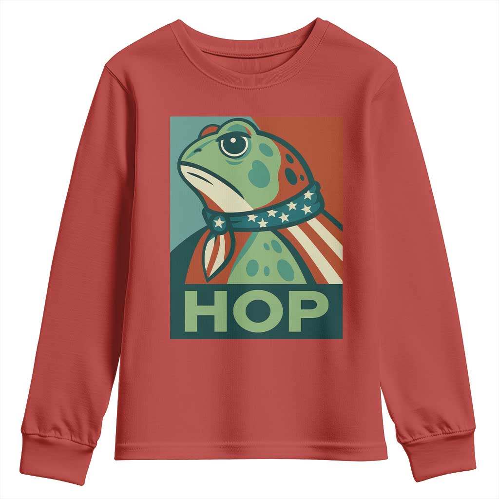 Hop Patriotic Frog Youth Sweatshirt Resist Protest Poster Graphic TS02 Red Print Your Wear