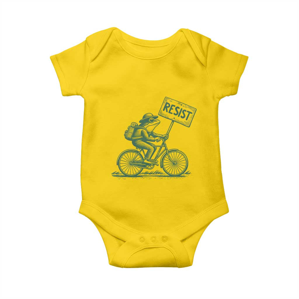 Cycling Protest Frog Baby Onesie Resist Free Portland Retro Graphic TS02 Daisy Print Your Wear