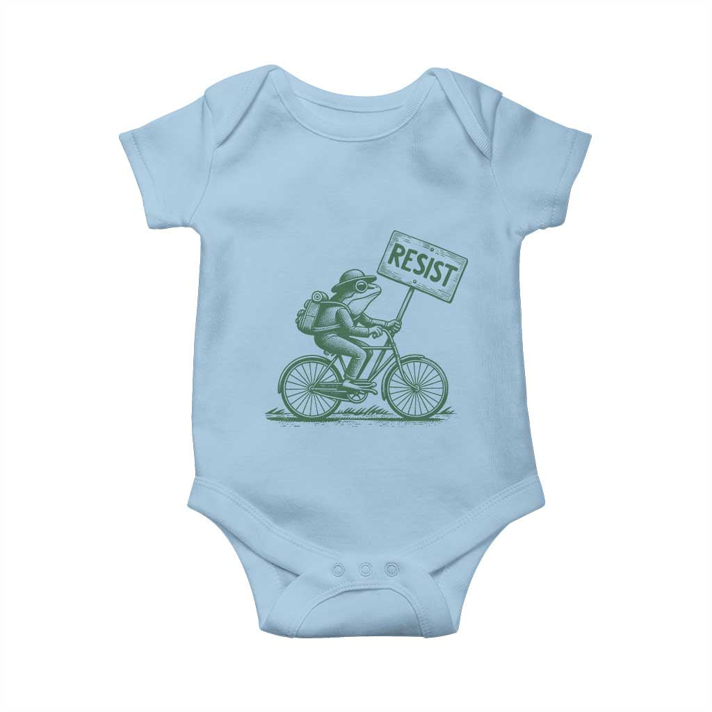 Cycling Protest Frog Baby Onesie Resist Free Portland Retro Graphic TS02 Light Blue Print Your Wear