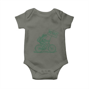 Cycling Protest Frog Baby Onesie Resist Free Portland Retro Graphic TS02 Military Green Print Your Wear