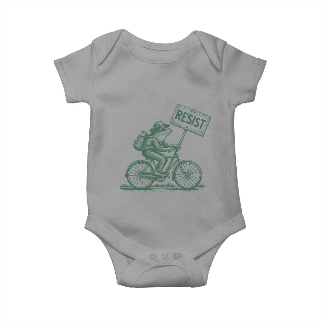 Cycling Protest Frog Baby Onesie Resist Free Portland Retro Graphic TS02 Sport Gray Print Your Wear