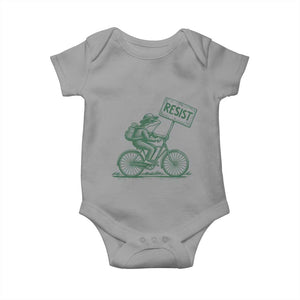 Cycling Protest Frog Baby Onesie Resist Free Portland Retro Graphic TS02 Sport Gray Print Your Wear