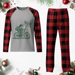 Cycling Protest Frog Plaid Pajama Set Resist Free Portland Retro Graphic TS02 Buffalo Plaid Print Your Wear