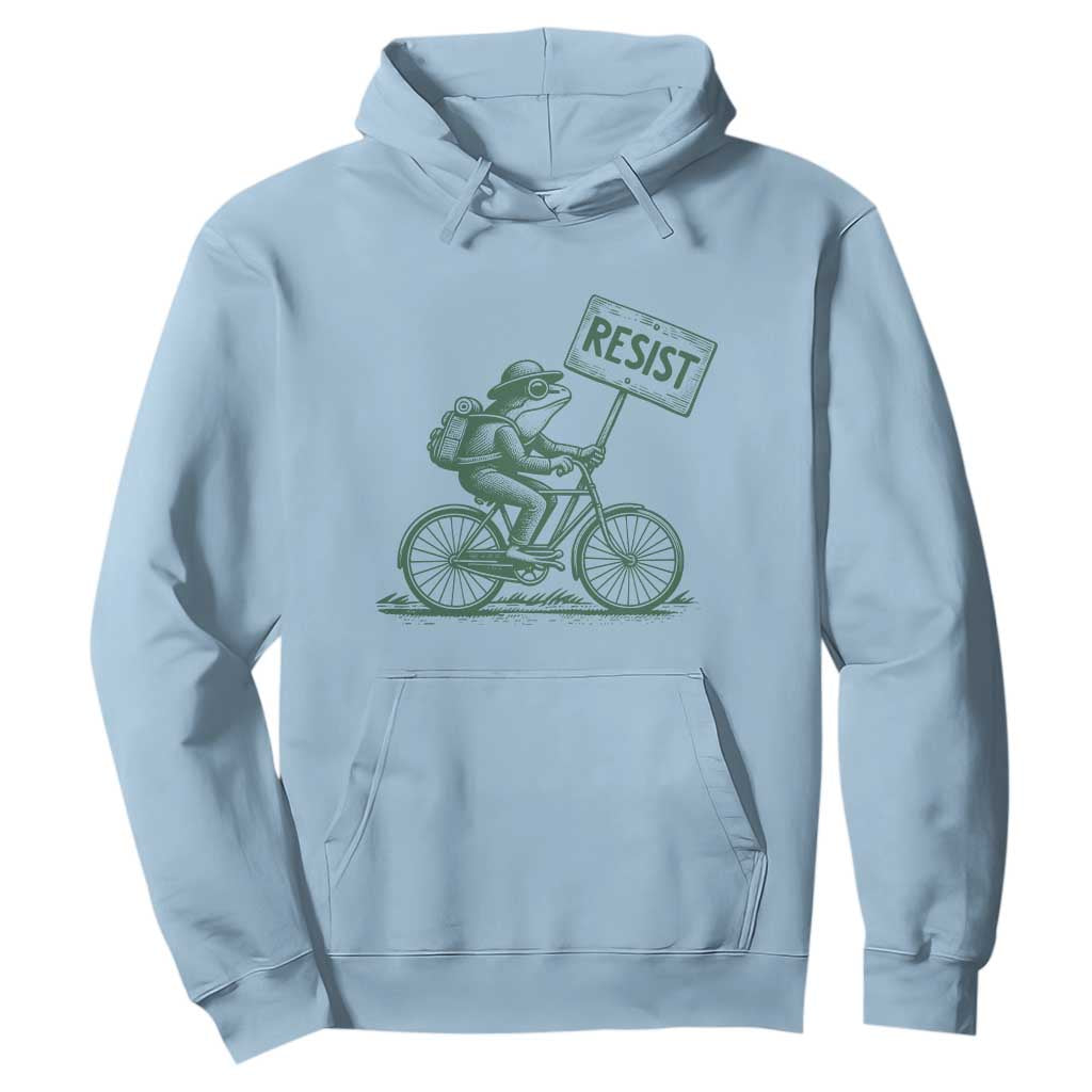 Cycling Protest Frog Hoodie Resist Free Portland Retro Graphic TS02 Light Blue Print Your Wear