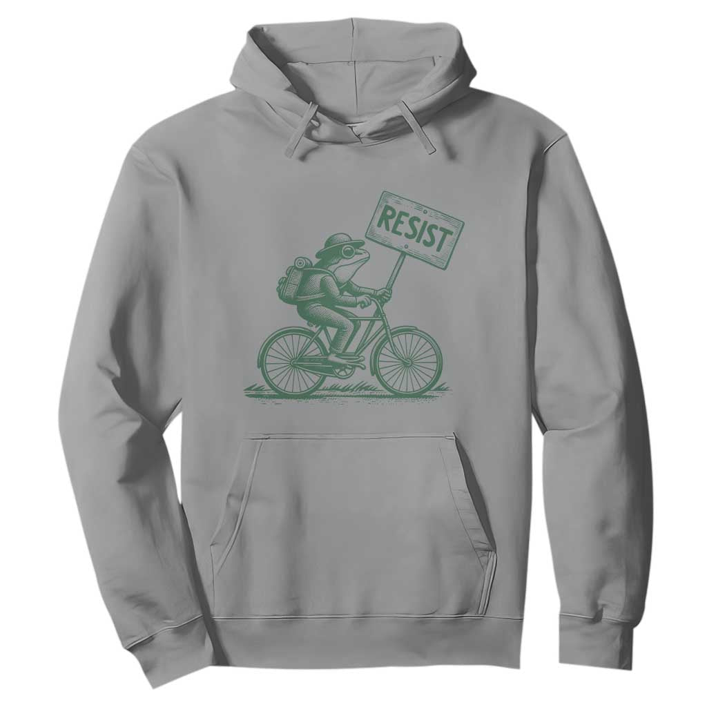 Cycling Protest Frog Hoodie Resist Free Portland Retro Graphic TS02 Sport Gray Print Your Wear