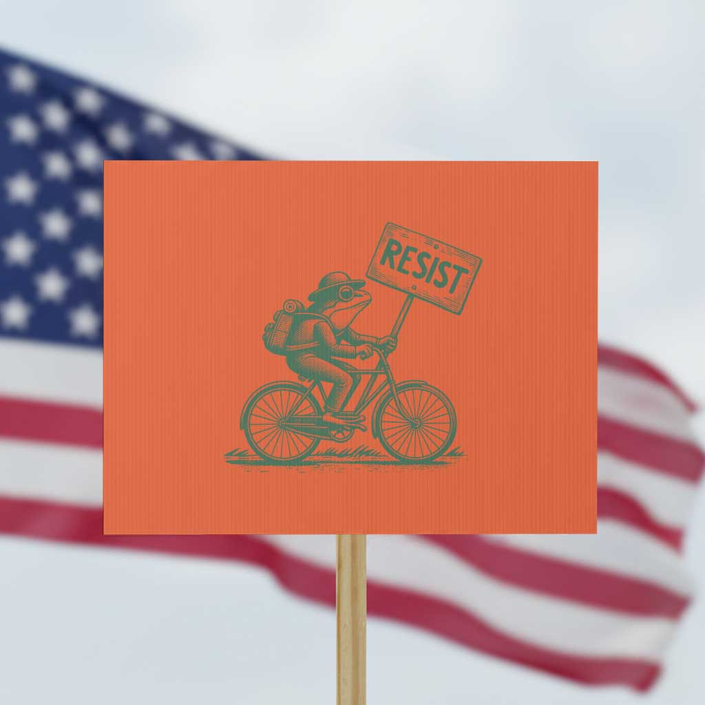 Cycling Protest Frog Protest Sign Resist Free Portland Retro Graphic TS02 Horizontal 18