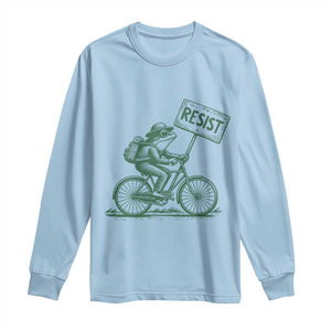 Cycling Protest Frog Long Sleeve Shirt Resist Free Portland Retro Graphic TS02 Light Blue Print Your Wear