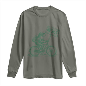 Cycling Protest Frog Long Sleeve Shirt Resist Free Portland Retro Graphic TS02 Military Green Print Your Wear