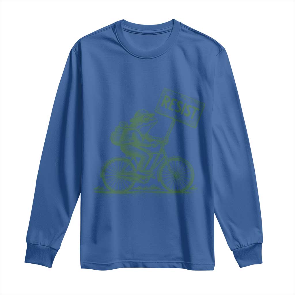 Cycling Protest Frog Long Sleeve Shirt Resist Free Portland Retro Graphic TS02 Royal Blue Print Your Wear