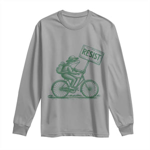 Cycling Protest Frog Long Sleeve Shirt Resist Free Portland Retro Graphic TS02 Sport Gray Print Your Wear