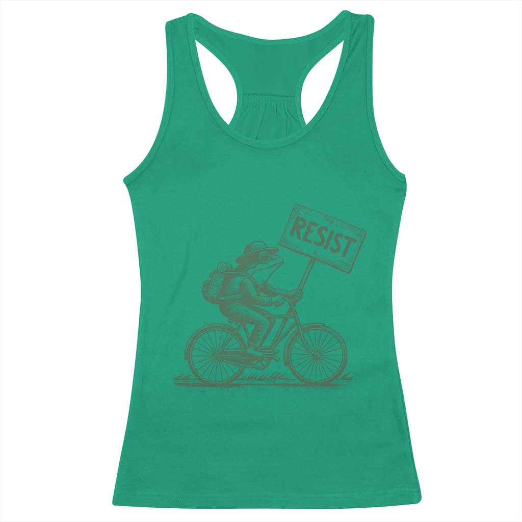 Cycling Protest Frog Racerback Tank Top Resist Free Portland Retro Graphic TS02 Irish Green Print Your Wear