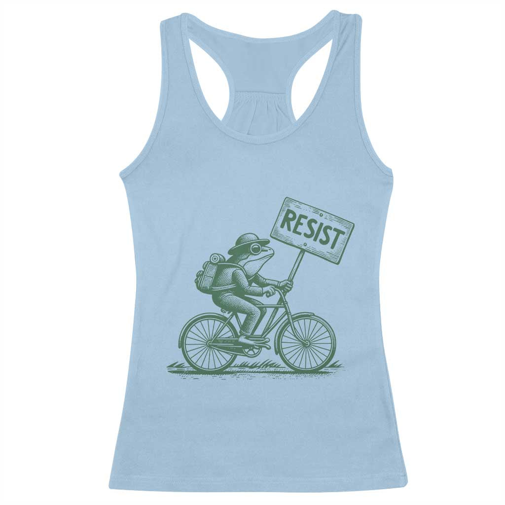 Cycling Protest Frog Racerback Tank Top Resist Free Portland Retro Graphic TS02 Light Blue Print Your Wear