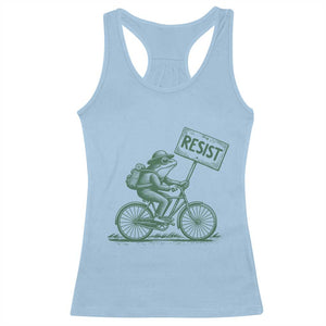 Cycling Protest Frog Racerback Tank Top Resist Free Portland Retro Graphic TS02 Light Blue Print Your Wear