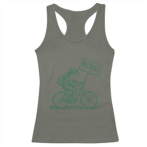 Cycling Protest Frog Racerback Tank Top Resist Free Portland Retro Graphic TS02 Military Green Print Your Wear