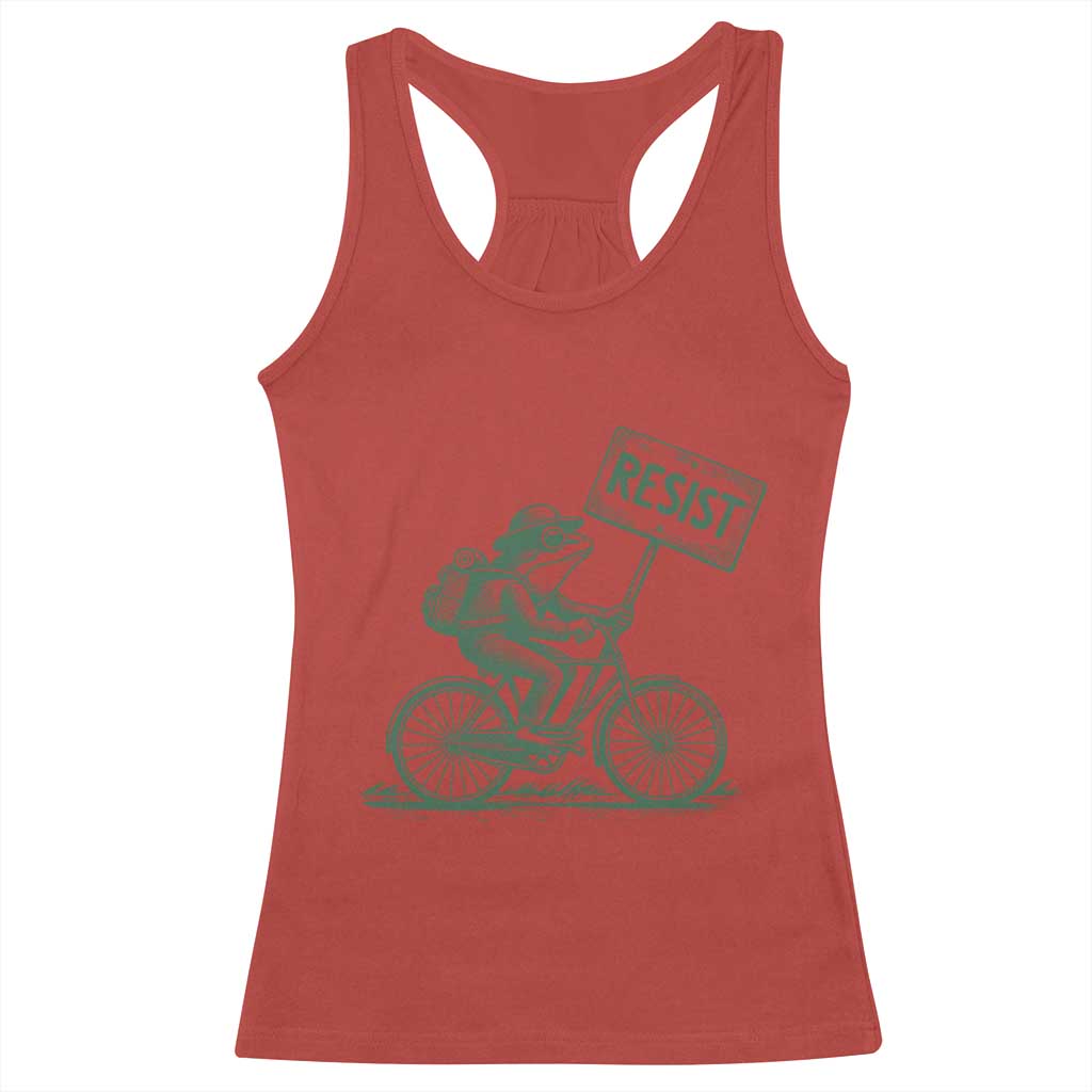 Cycling Protest Frog Racerback Tank Top Resist Free Portland Retro Graphic TS02 Red Print Your Wear