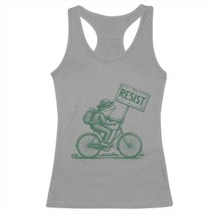 Cycling Protest Frog Racerback Tank Top Resist Free Portland Retro Graphic TS02 Sport Gray Print Your Wear
