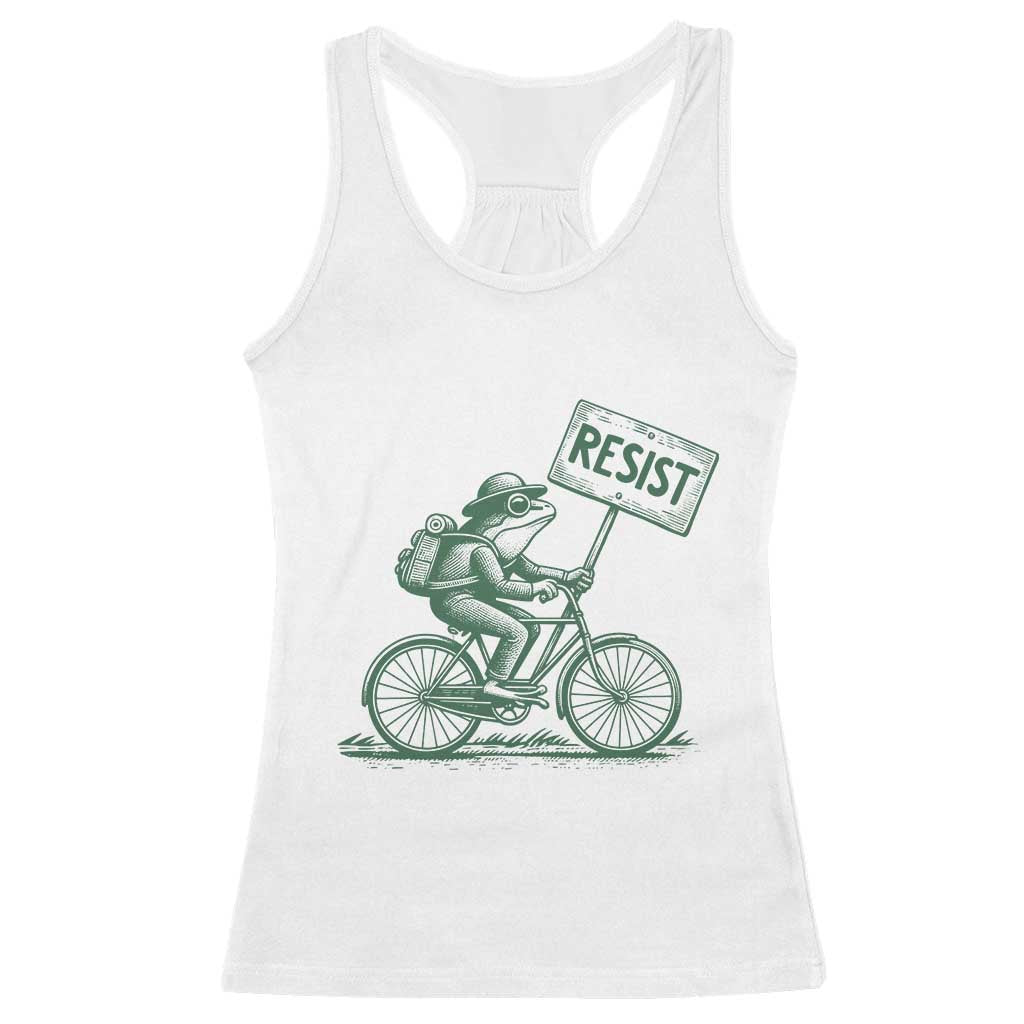 Cycling Protest Frog Racerback Tank Top Resist Free Portland Retro Graphic TS02 White Print Your Wear