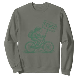 Cycling Protest Frog Sweatshirt Resist Free Portland Retro Graphic TS02 Military Green Print Your Wear