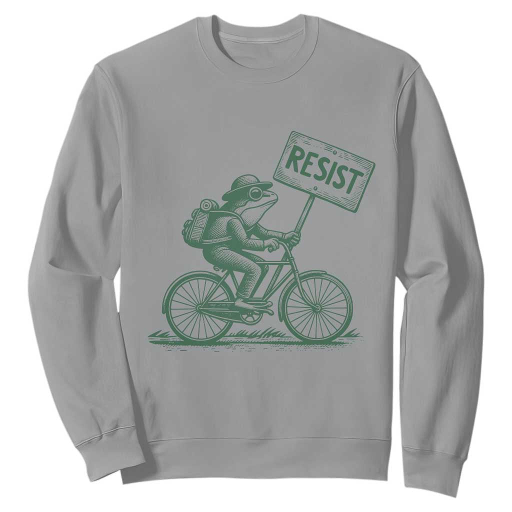 Cycling Protest Frog Sweatshirt Resist Free Portland Retro Graphic TS02 Sport Gray Print Your Wear