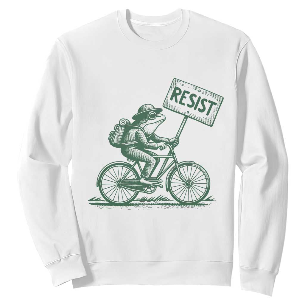 Cycling Protest Frog Sweatshirt Resist Free Portland Retro Graphic TS02 White Print Your Wear