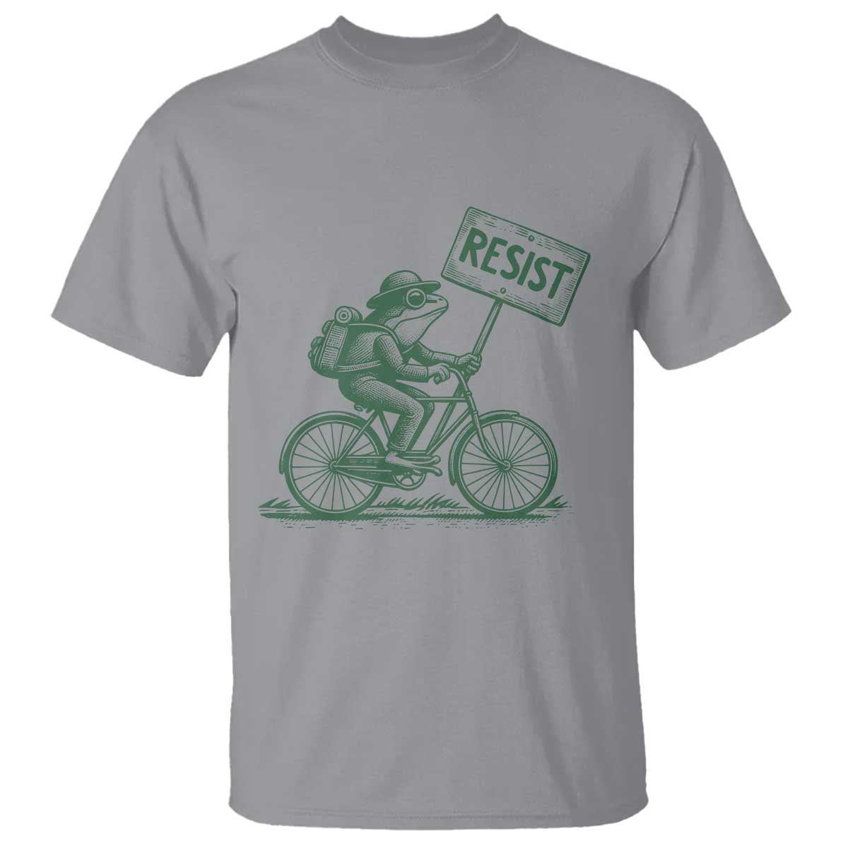 Cycling Protest Frog T Shirt Resist Free Portland Retro Graphic TS02 Sport Gray Print Your Wear