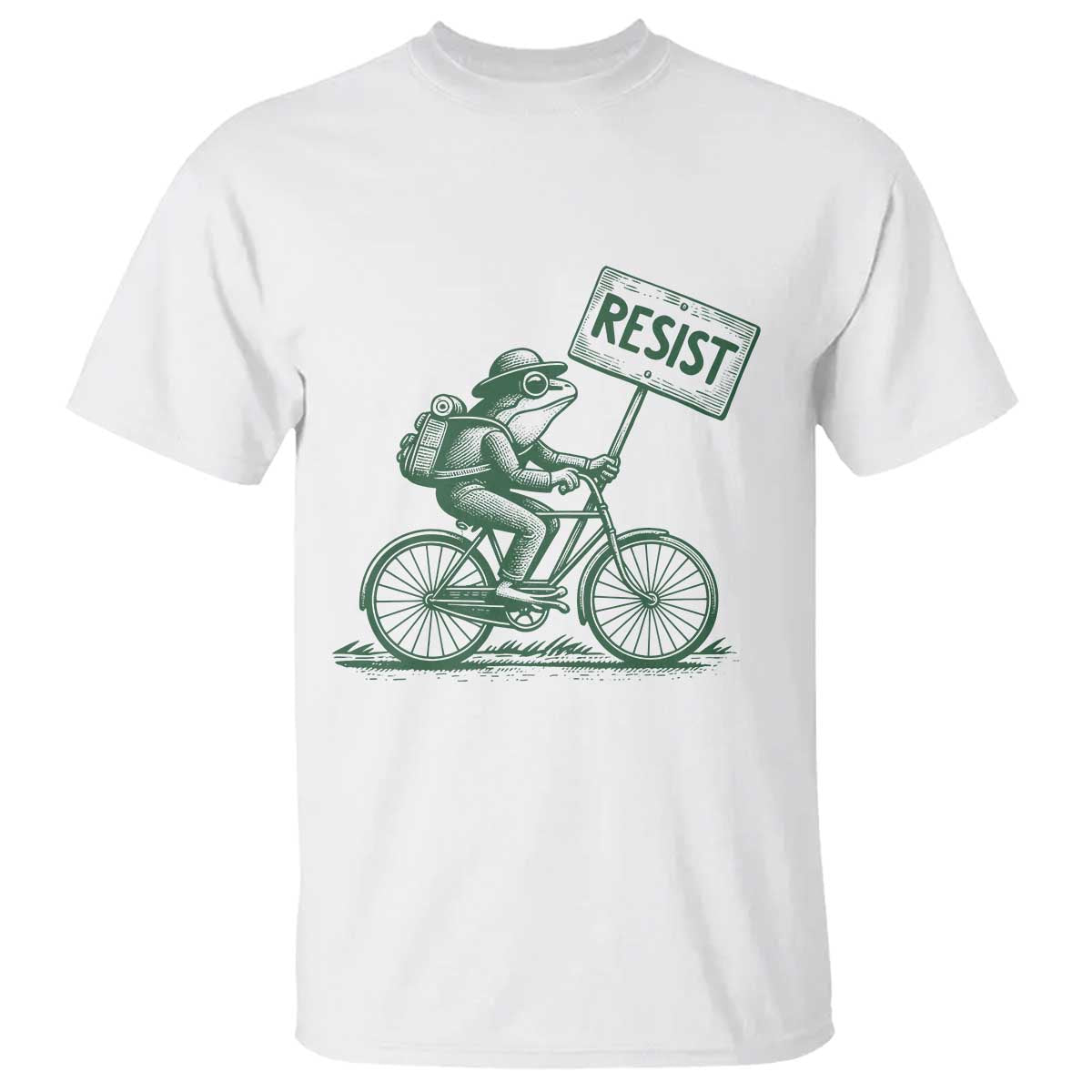 Cycling Protest Frog T Shirt Resist Free Portland Retro Graphic TS02 White Print Your Wear