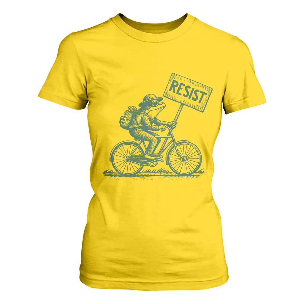 Cycling Protest Frog T Shirt For Women Resist Free Portland Retro Graphic TS02 Daisy Print Your Wear