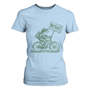Cycling Protest Frog T Shirt For Women Resist Free Portland Retro Graphic TS02 Light Blue Print Your Wear