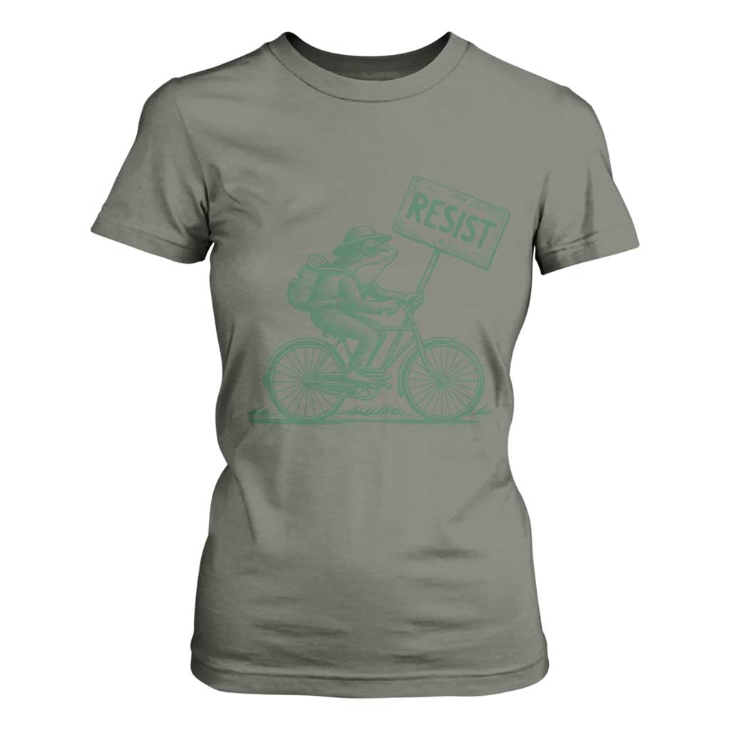 Cycling Protest Frog T Shirt For Women Resist Free Portland Retro Graphic TS02 Military Green Print Your Wear