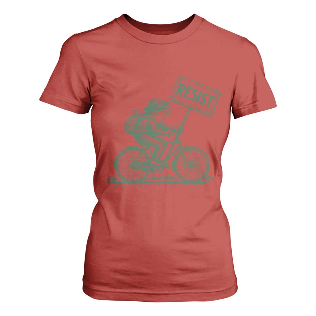 Cycling Protest Frog T Shirt For Women Resist Free Portland Retro Graphic TS02 Red Print Your Wear