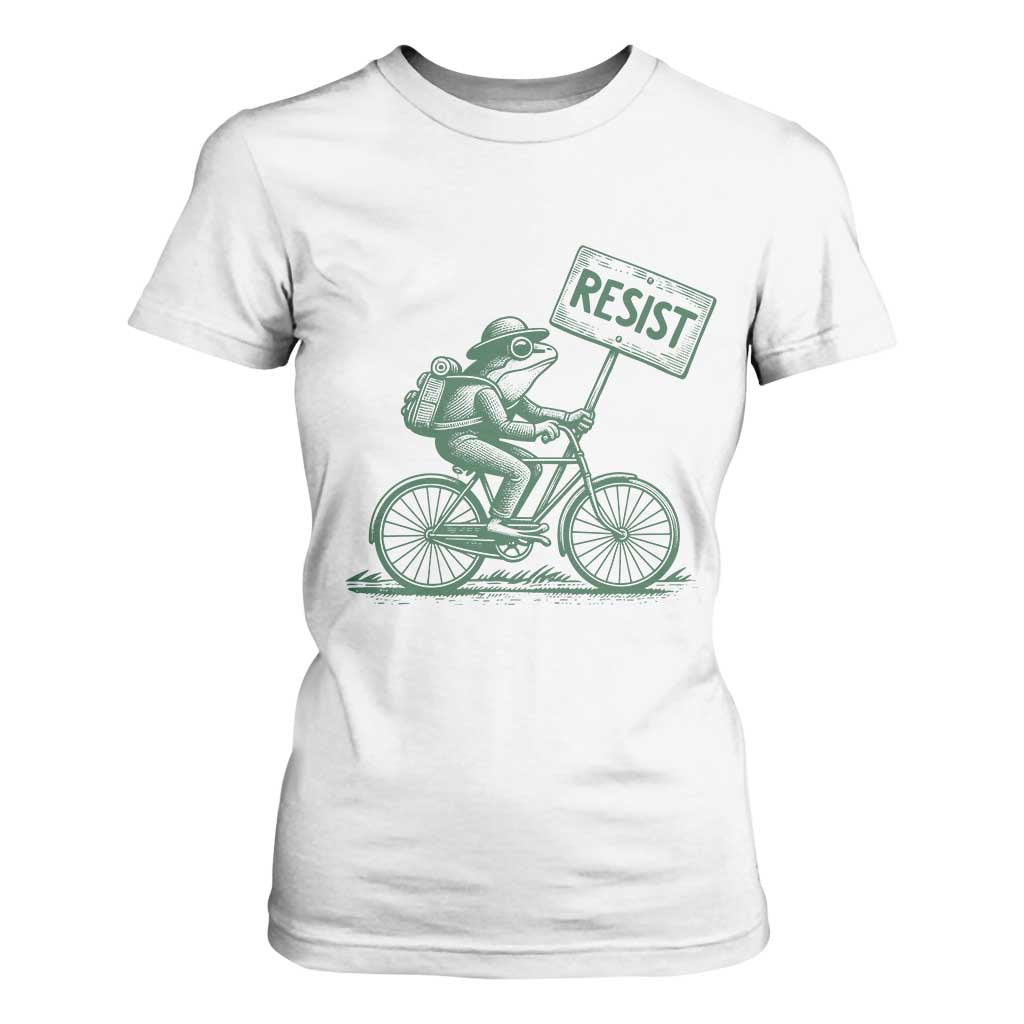 Cycling Protest Frog T Shirt For Women Resist Free Portland Retro Graphic TS02 White Print Your Wear