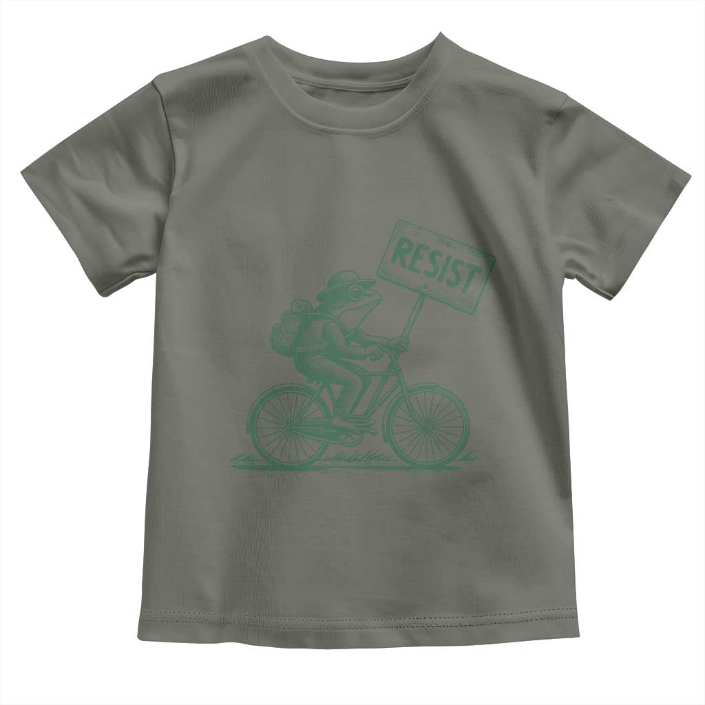 Cycling Protest Frog Toddler T Shirt Resist Free Portland Retro Graphic TS02 Military Green Print Your Wear