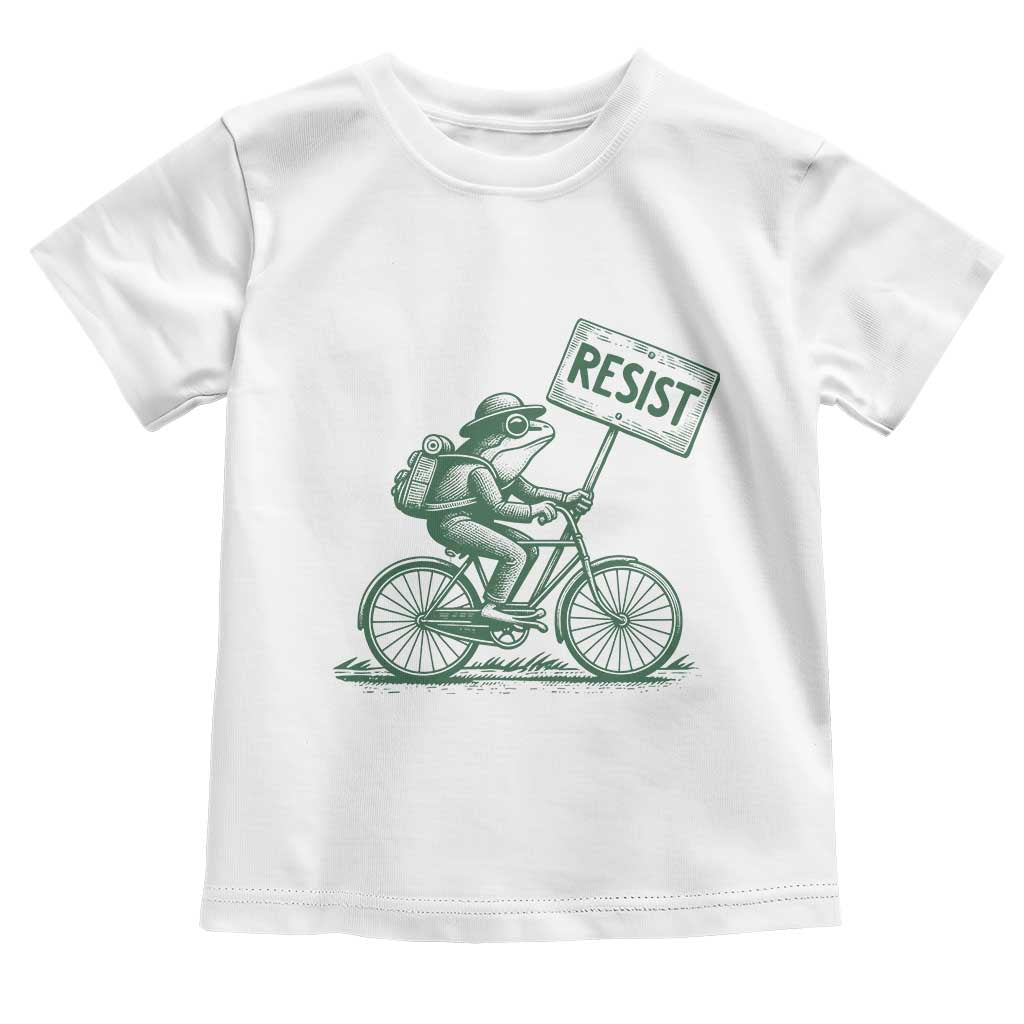 Cycling Protest Frog Toddler T Shirt Resist Free Portland Retro Graphic TS02 White Print Your Wear