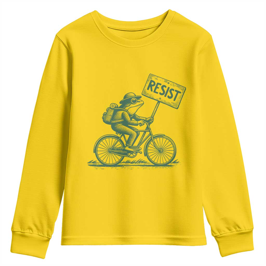 Cycling Protest Frog Youth Sweatshirt Resist Free Portland Retro Graphic TS02 Daisy Print Your Wear