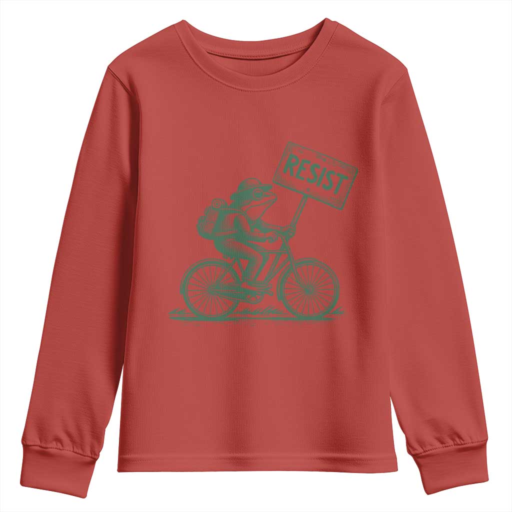 Cycling Protest Frog Youth Sweatshirt Resist Free Portland Retro Graphic TS02 Red Print Your Wear