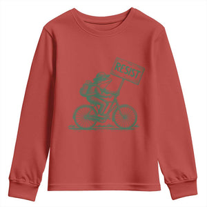 Cycling Protest Frog Youth Sweatshirt Resist Free Portland Retro Graphic TS02 Red Print Your Wear