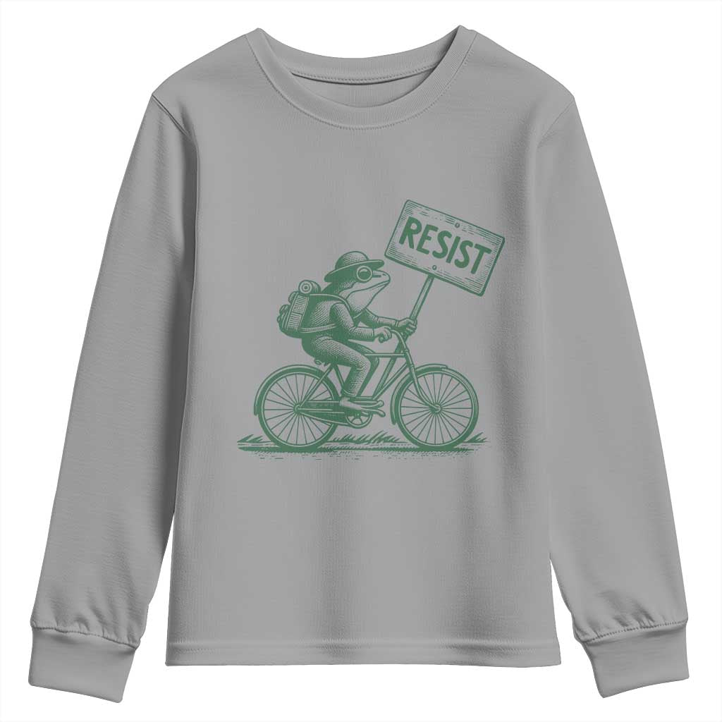 Cycling Protest Frog Youth Sweatshirt Resist Free Portland Retro Graphic TS02 Sport Gray Print Your Wear