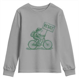 Cycling Protest Frog Youth Sweatshirt Resist Free Portland Retro Graphic TS02 Sport Gray Print Your Wear
