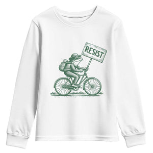 Cycling Protest Frog Youth Sweatshirt Resist Free Portland Retro Graphic TS02 White Print Your Wear