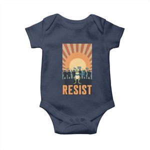 Frog Resist Baby Onesie Bold Protest Free Portland TS02 Navy Print Your Wear