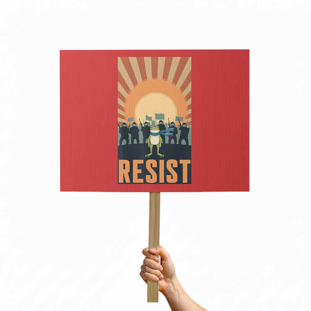 Frog Resist Protest Sign Bold Protest Free Portland TS02 Horizontal 18" x 24" Red Print Your Wear