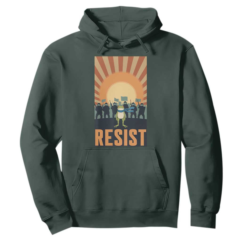 Frog Resist Hoodie Bold Protest Free Portland TS02 Dark Forest Green Print Your Wear