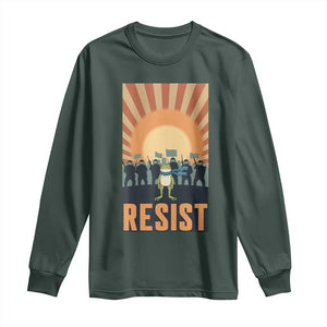 Frog Resist Long Sleeve Shirt Bold Protest Free Portland TS02 Dark Forest Green Print Your Wear