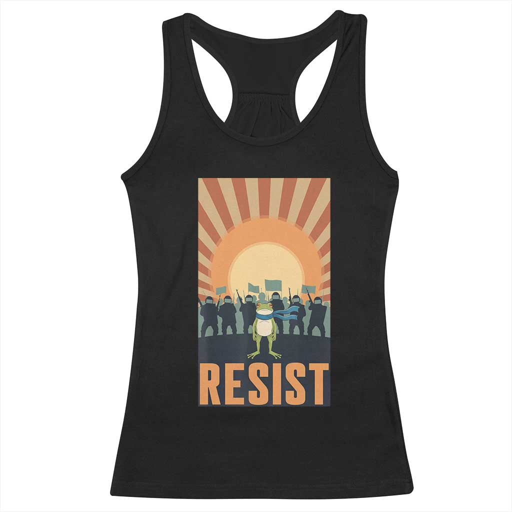 Frog Resist Racerback Tank Top Bold Protest Free Portland TS02 Black Print Your Wear