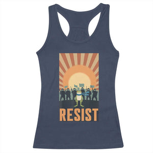 Frog Resist Racerback Tank Top Bold Protest Free Portland TS02 Navy Print Your Wear