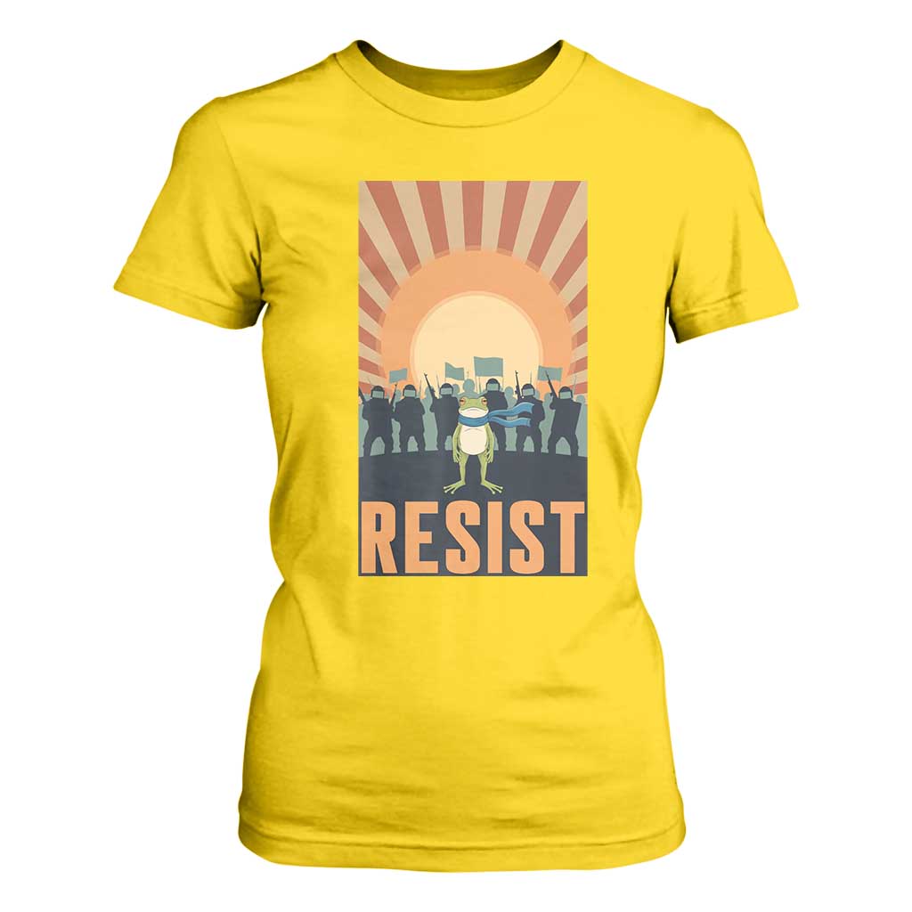 Frog Resist T Shirt For Women Bold Protest Free Portland TS02 Daisy Print Your Wear