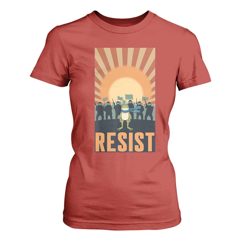 Frog Resist T Shirt For Women Bold Protest Free Portland TS02 Red Print Your Wear